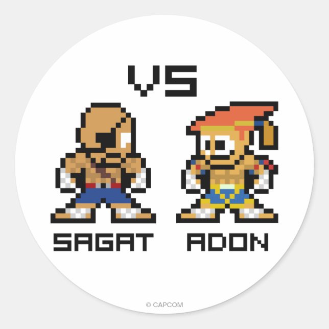 8bit Sagat VS Adon Classic Round Sticker (Front)