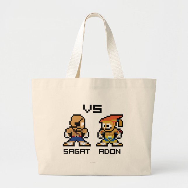 8bit Sagat VS Adon Large Tote Bag (Front)