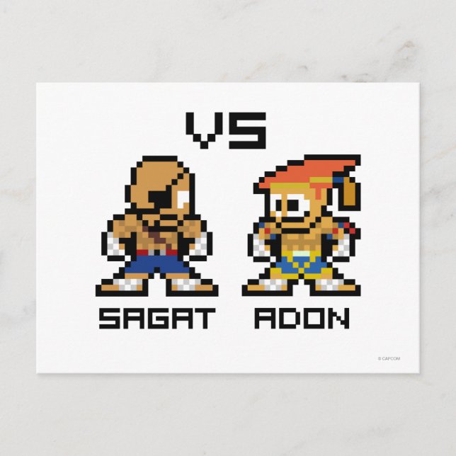 8bit Sagat VS Adon Postcard (Front)