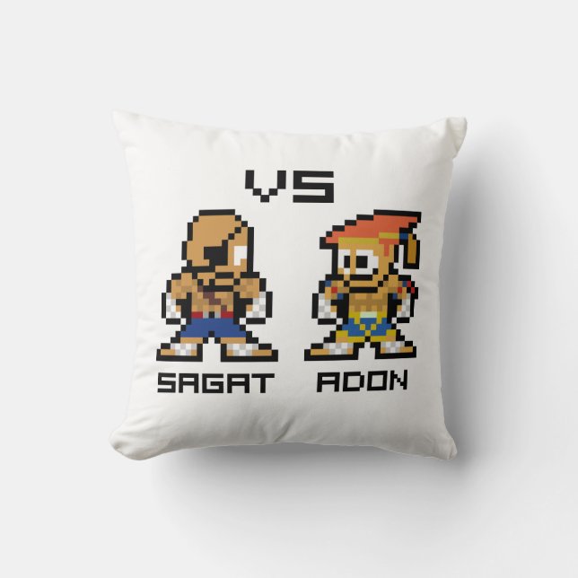 8bit Sagat VS Adon Throw Pillow (Front)