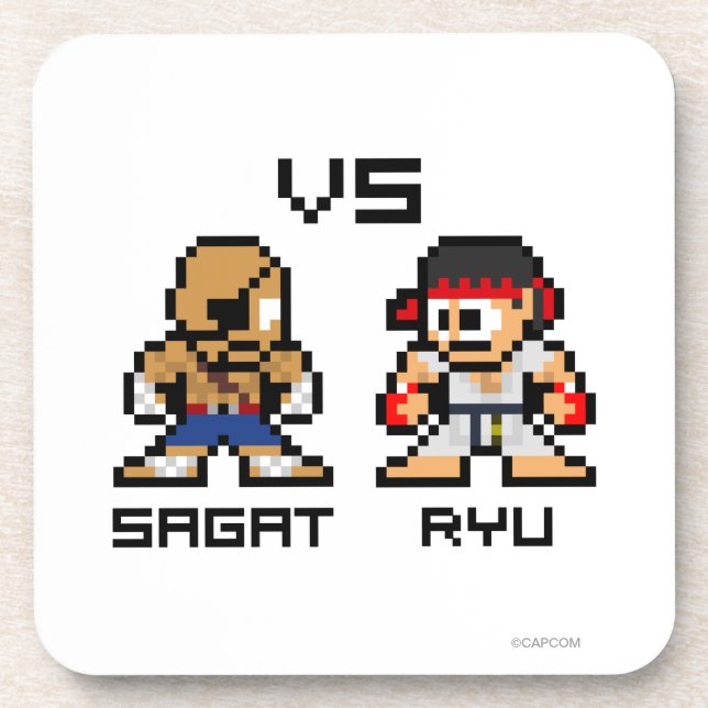 8bit Sagat VS Ryu Drink Coaster (Front)