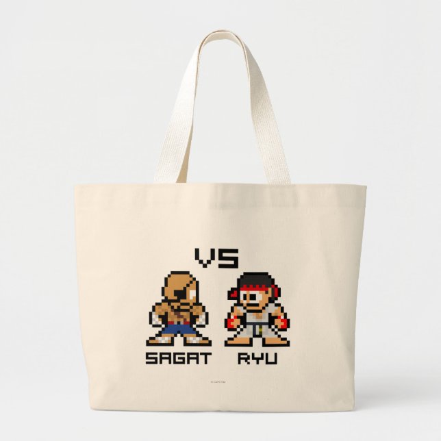 8bit Sagat VS Ryu Large Tote Bag (Front)