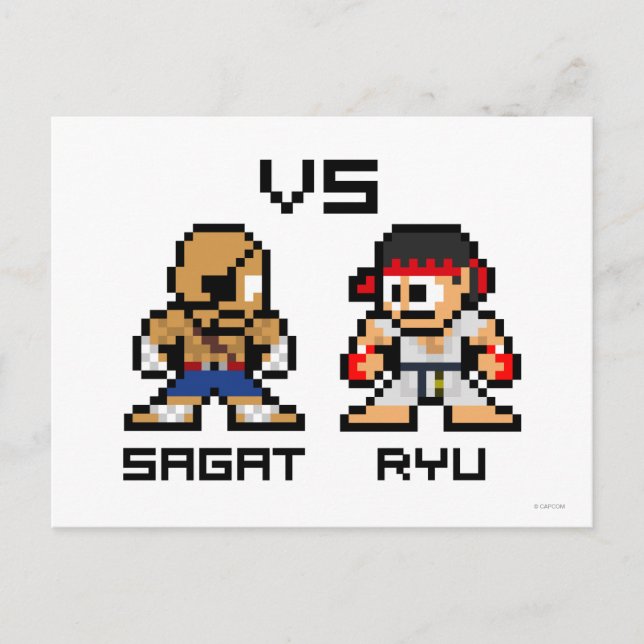 8bit Sagat VS Ryu Postcard (Front)