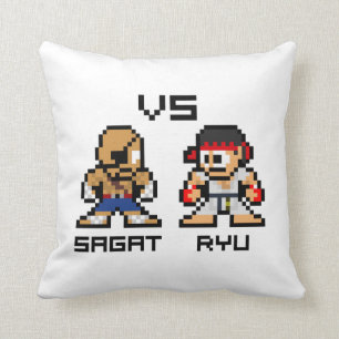 8bit Sagat VS Ryu Throw Pillow