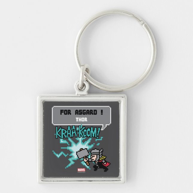 8Bit Thor Attack - For Asgard! Keychain (Front)