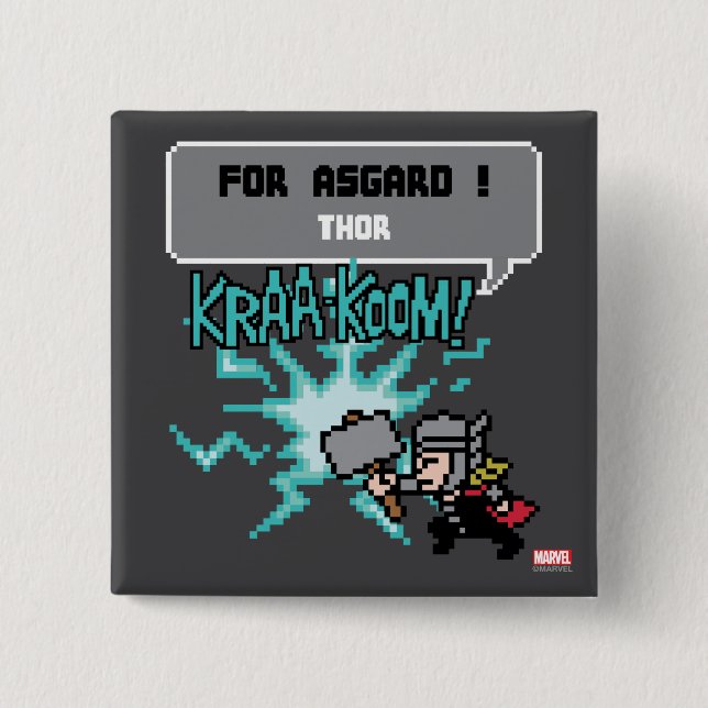 8Bit Thor Attack - For Asgard! Pinback Button (Front)