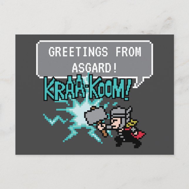 8Bit Thor Attack - For Asgard! Postcard (Front)