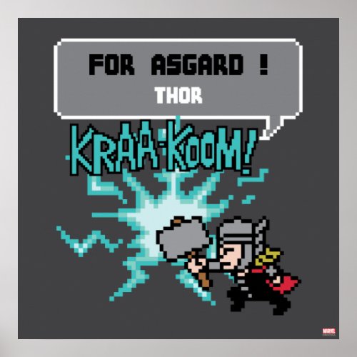 8Bit Thor Attack _ For Asgard Poster