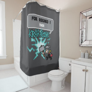 8Bit Thor Attack - For Asgard! Shower Curtain
