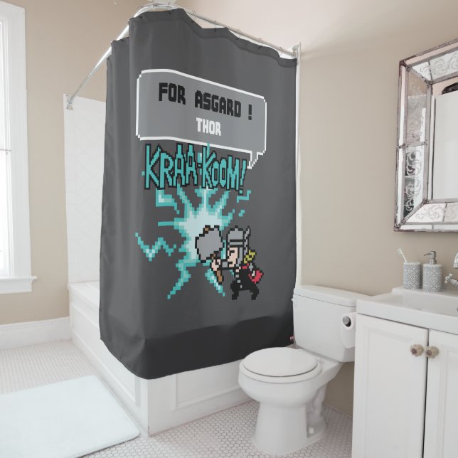 8Bit Thor Attack - For Asgard! Shower Curtain (In Situ)