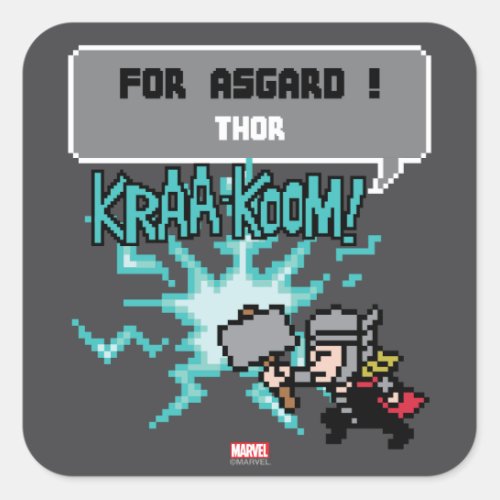 8Bit Thor Attack _ For Asgard Square Sticker