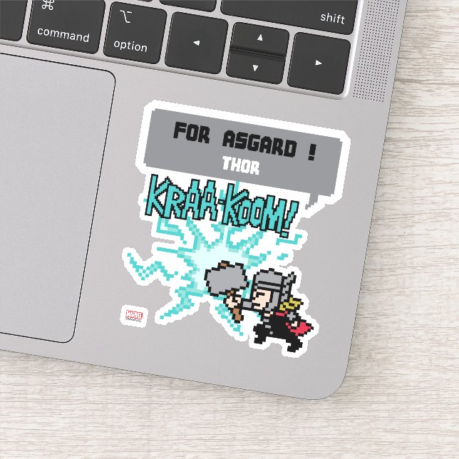8Bit Thor Attack - For Asgard! Sticker (Detail)