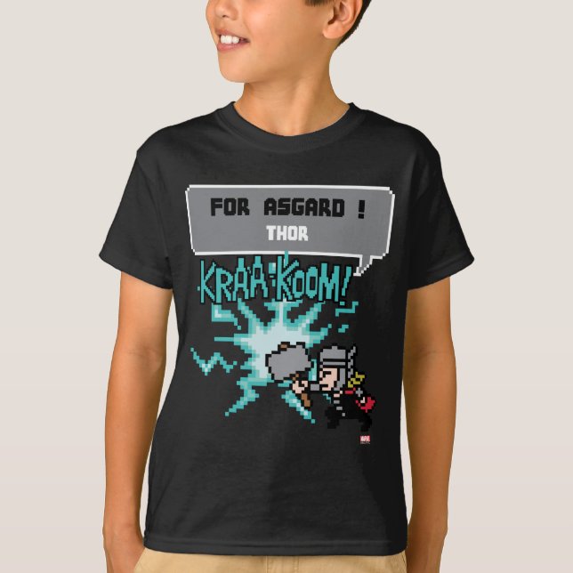 8Bit Thor Attack - For Asgard! T-Shirt (Front)
