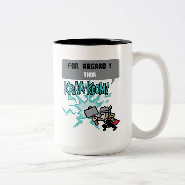 8Bit Thor Attack - For Asgard! Two-Tone Coffee Mug (Right)