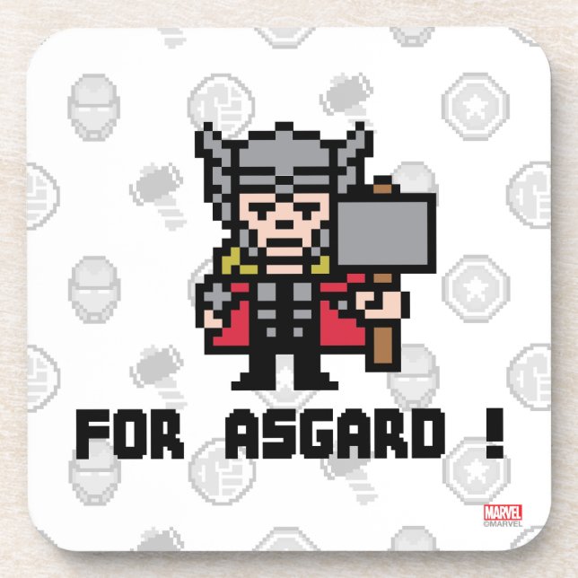 8Bit Thor - For Asgard! Drink Coaster (Front)