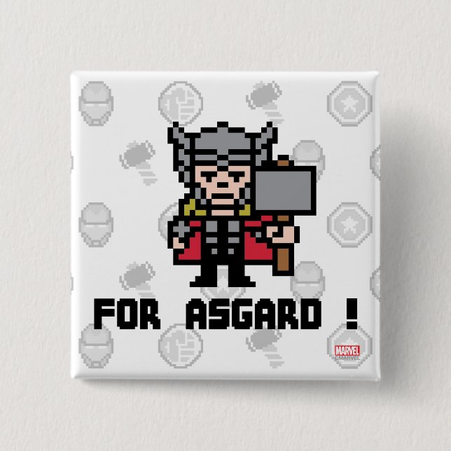 8Bit Thor - For Asgard! Pinback Button (Front)