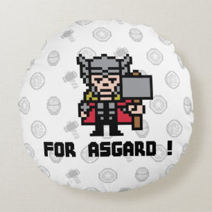 8Bit Thor - For Asgard! Round Pillow