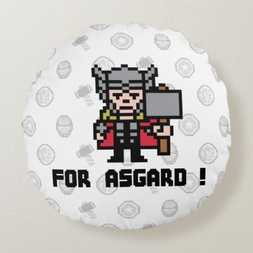 8Bit Thor _ For Asgard Round Pillow