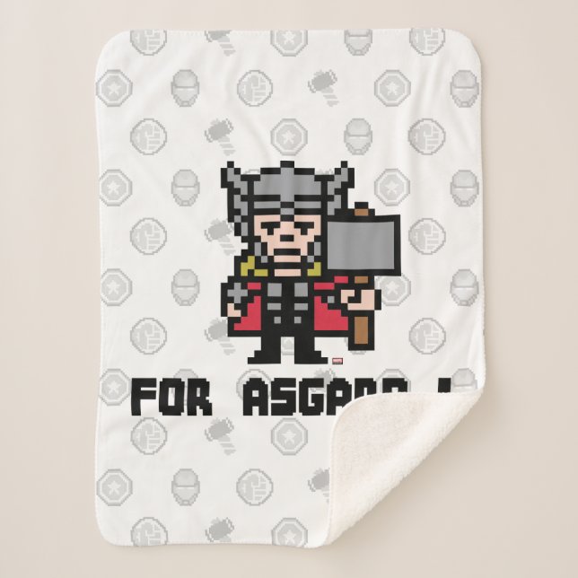 8Bit Thor - For Asgard! Sherpa Blanket (Front)