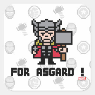 8Bit Thor - For Asgard! Square Sticker