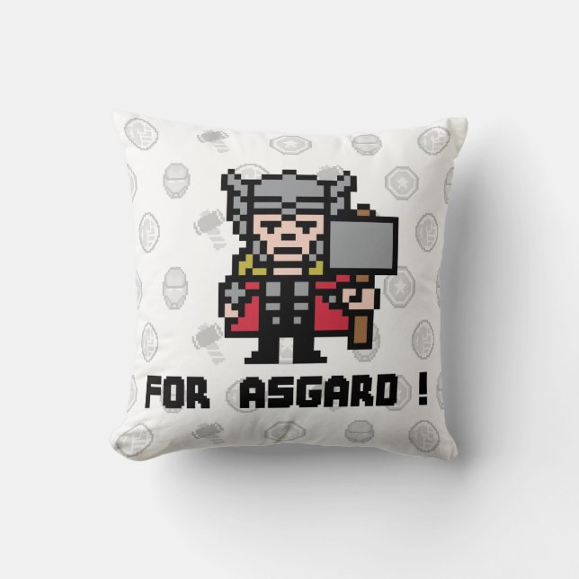 8Bit Thor - For Asgard! Throw Pillow (Front)