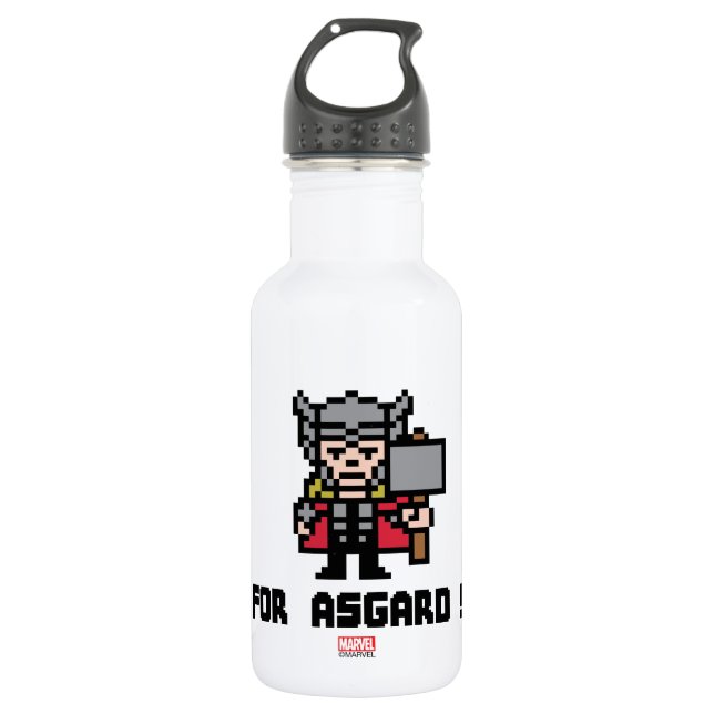 8Bit Thor - For Asgard! Water Bottle (Front)