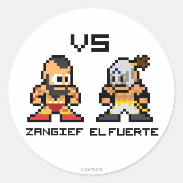 8bit Zangief VS El Fuerte Classic Round Sticker (Front)