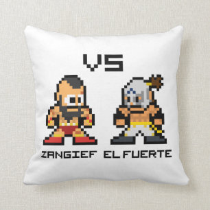 8bit Zangief VS El Fuerte Throw Pillow