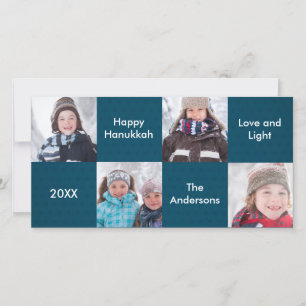 8H Squares Blue - Hanukkah Photo Card