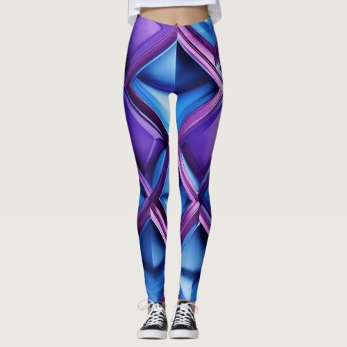 8K 3D Luxe Blue  Purple Pattern Leggings Leggings