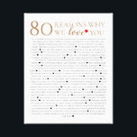 8o reasons why I love you birthday 60 things we Canvas Print<br><div class="desc">Designed by The Arty Apples Limited</div>