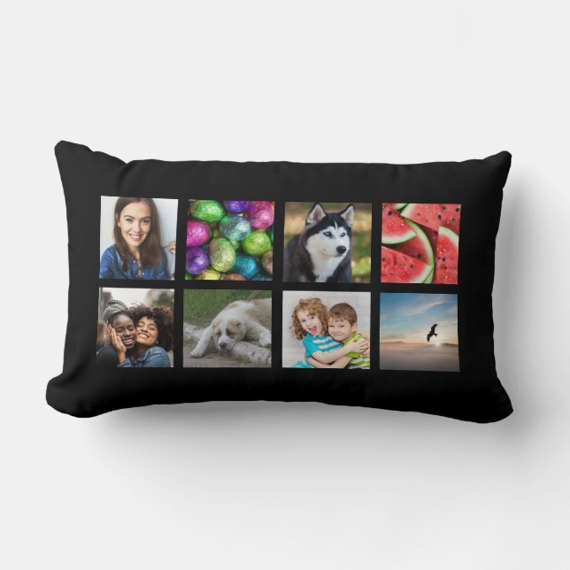 8p-1, Personalized Photo Collage Lumbar Pillow (Front)