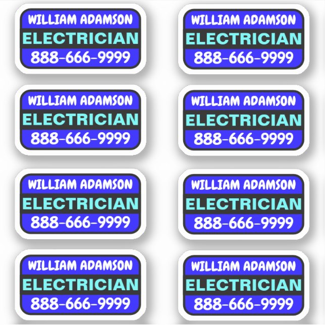 8pcs Electrician Name & Phone Number - Promotional Sticker (Front)