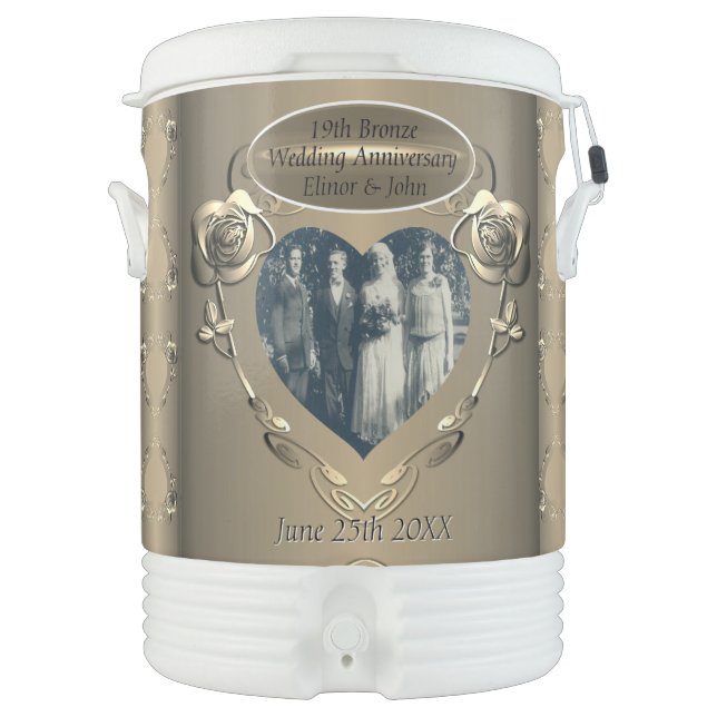 8th,19th Anniversary Bronzey Frame +Photo Beverage Cooler (Front)