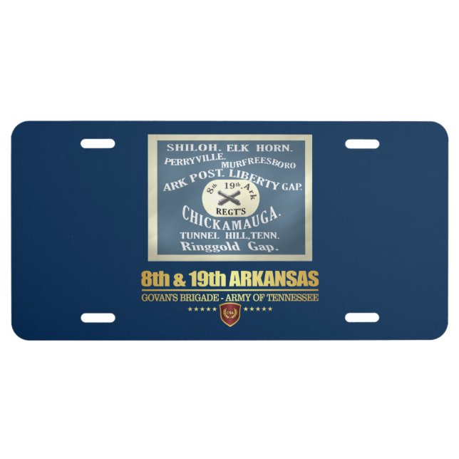8th & 19th Arkansas Infantry (F10) License Plate (Front)