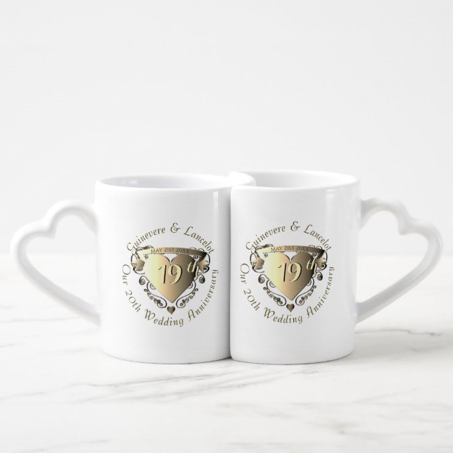 8th,19th Bronze,21st Brass Wedding Anniversary Coffee Mug Set (Front Nesting)