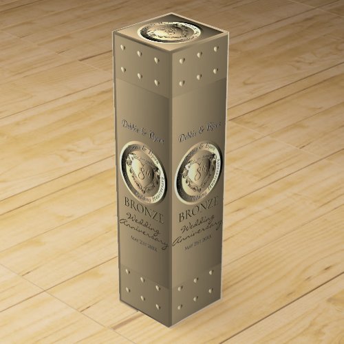 8th19th Wedding Anniversary Bronze Medallion Wine Box