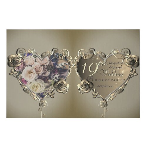 8th19th Wedding Anniversary Bronze Rose Framed Faux Canvas Print