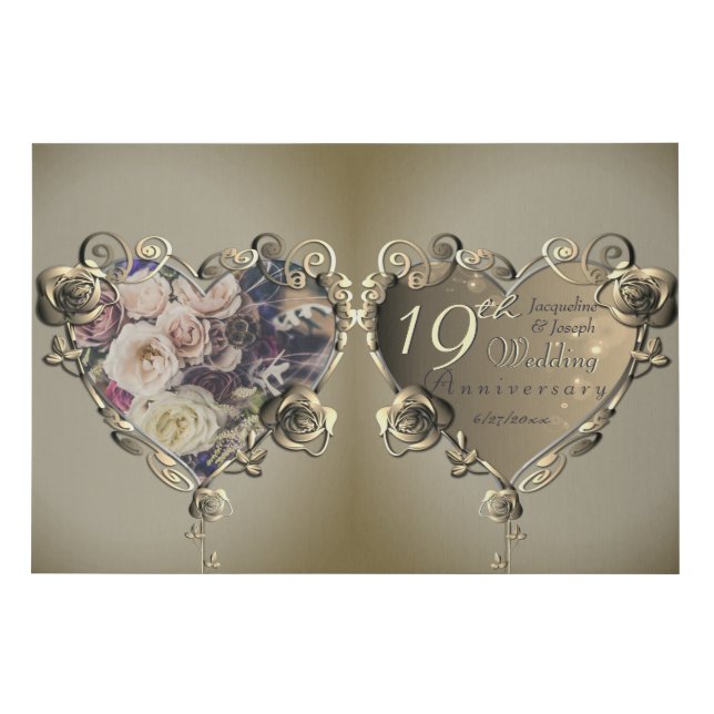 8th,19th Wedding Anniversary Bronze Rose Framed Faux Canvas Print (Front)