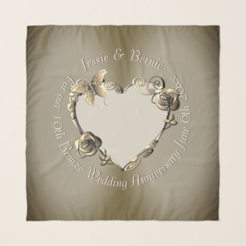 8th19th Wedding Anniversary Bronze Rose Heart  Sc Scarf