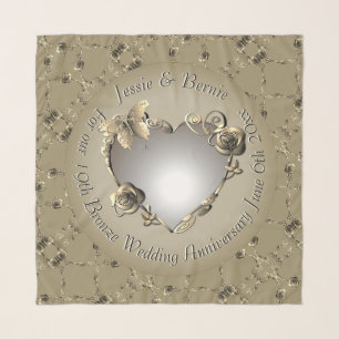 8th,19th Wedding Anniversary Bronze Rose Heart  Sc Scarf
