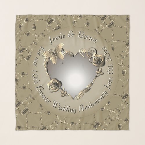 8th19th Wedding Anniversary Bronze Rose Heart  Sc Scarf