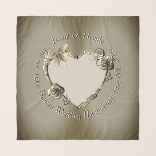 8th19th Wedding Anniversary Bronze Rose Heart  Scarf