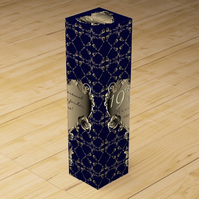 8th,19th Wedding Anniversary Bronze Rose Heart Wine Box (Front)