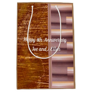 8th Anniversary, Bronze and Pottery Medium Gift Bag