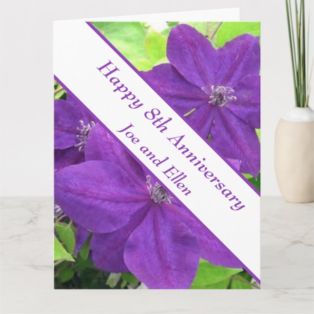 8th Anniversary, Clematis Card (Front)