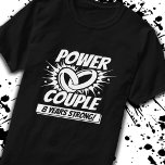 8th Anniversary Couples Married 8 Years Strong T-Shirt<br><div class="desc">This fun 8th wedding anniversary design is perfect for couples married 8 years to celebrate their marriage! Great to celebrate with your husband or wife or for your parent's 8 year wedding anniversary party! Features 'Power Couple - 8 Years Strong!' wedding anniversary quote w/ joined wedding rings in a blast...</div>