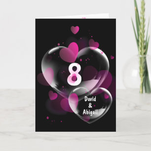 8th Anniversary Heart Bubbles on Black Card
