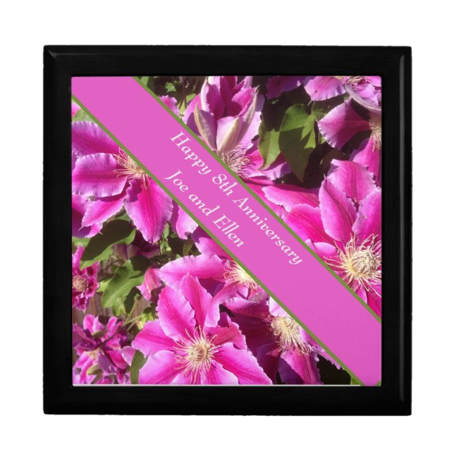 8th Anniversary, pink Clematis Gift Box (Front)
