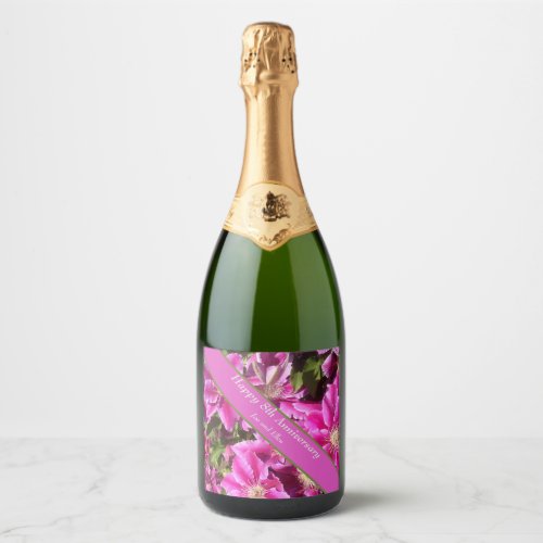 8th Anniversary pink Clematis Sparkling Wine Label